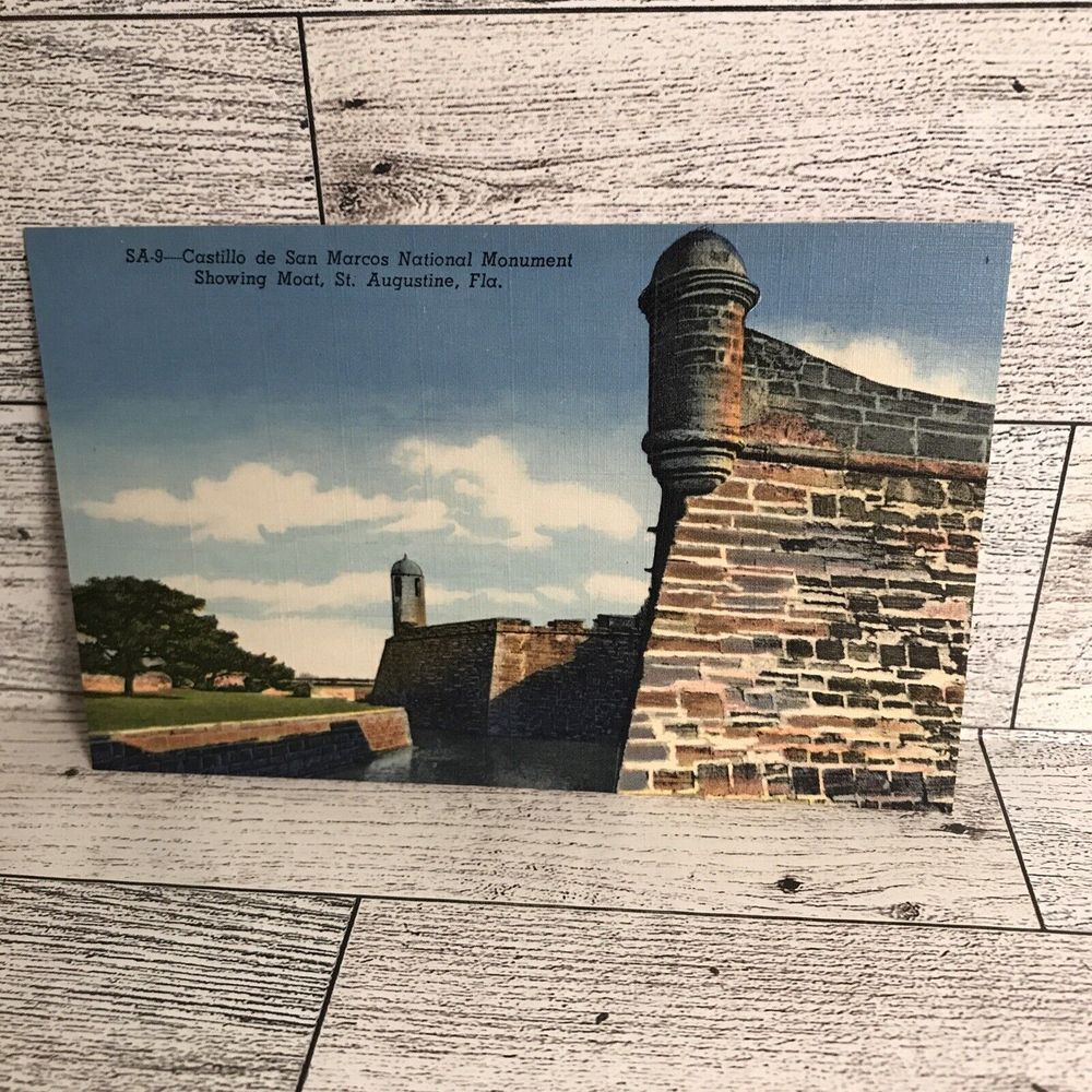 Vintage Monument Moat St Augustine‎ Fla Post Card Ephemera Memorabilia Souvenir